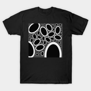 black white and grey oval pattern T-Shirt